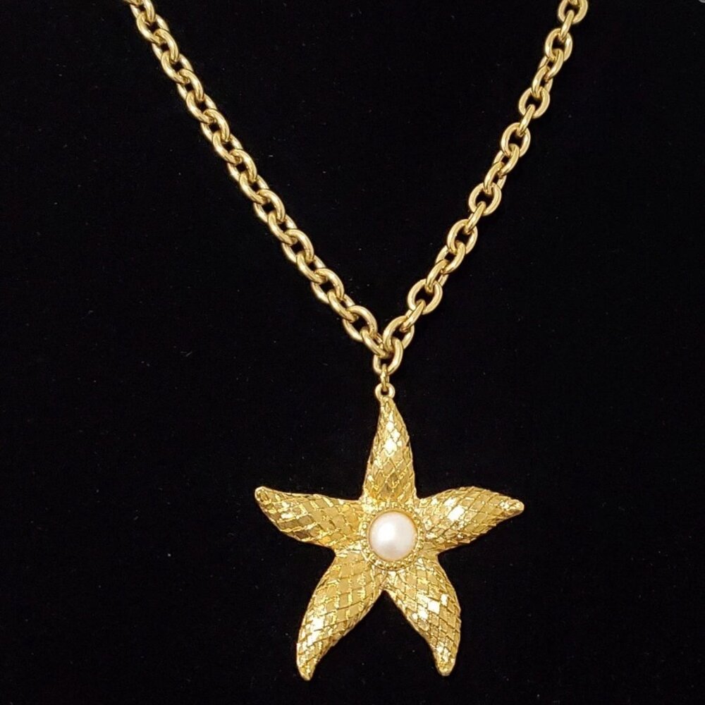 Kenneth Jay Lane Star Pearl Necklace and Pendant